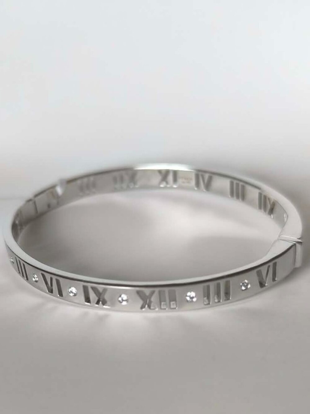 Tiffany Atlas Pierced Hinged Bracelet 18K White Gold Diamonds